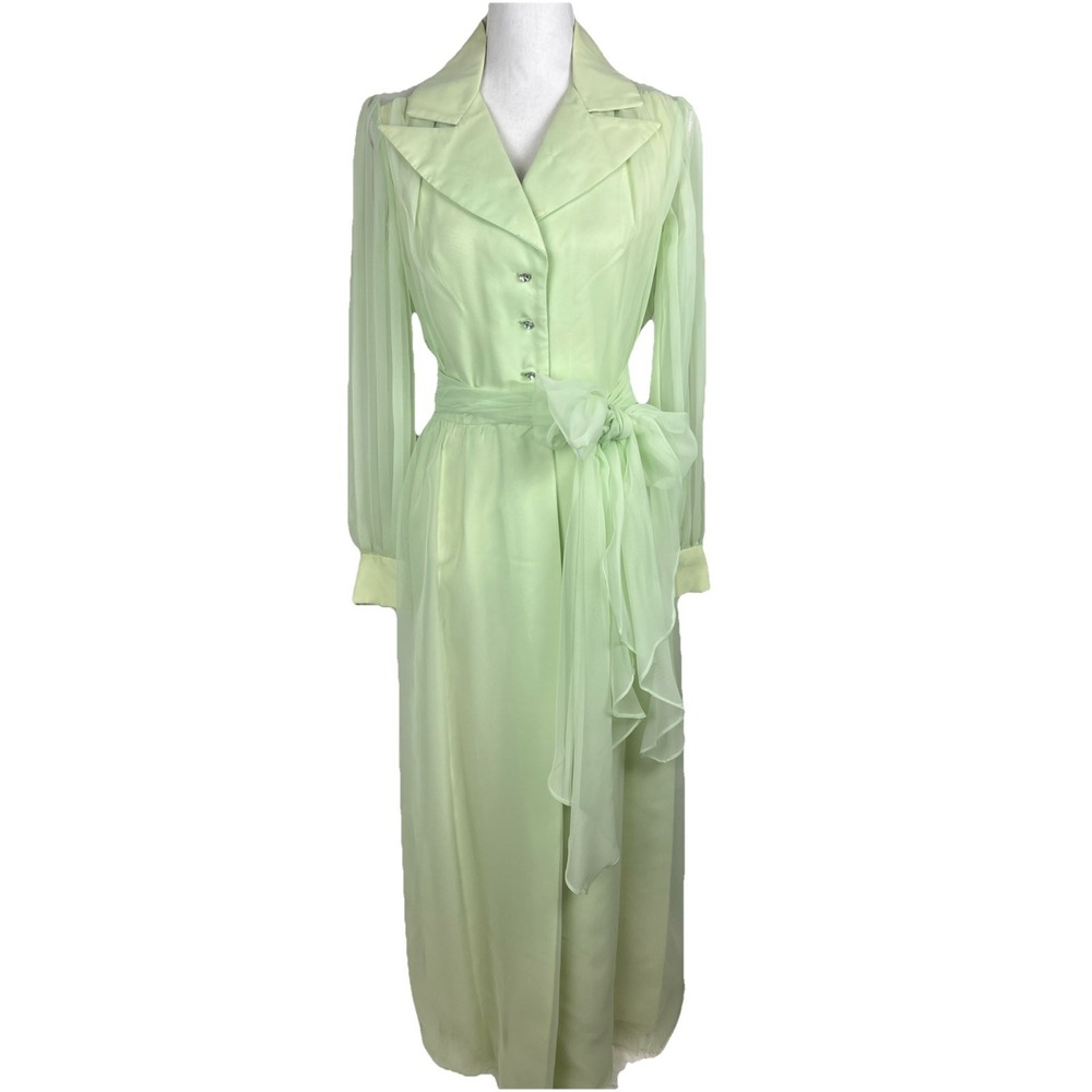 Vintage Coco‎ California 1970 Green Maxi Dress Size 12 Style 4420
